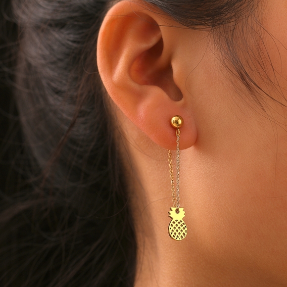 Lightweight Dangle Pineapple Earrings - Picture 2 of 2